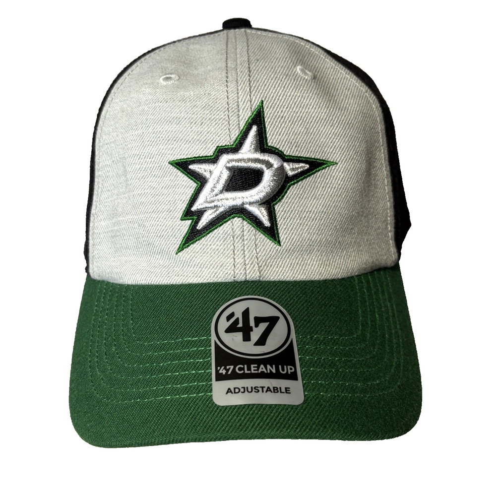 '47 Dallas Stars Logo Clean Up Adjustable Hat NHL Cap NEW Green Black